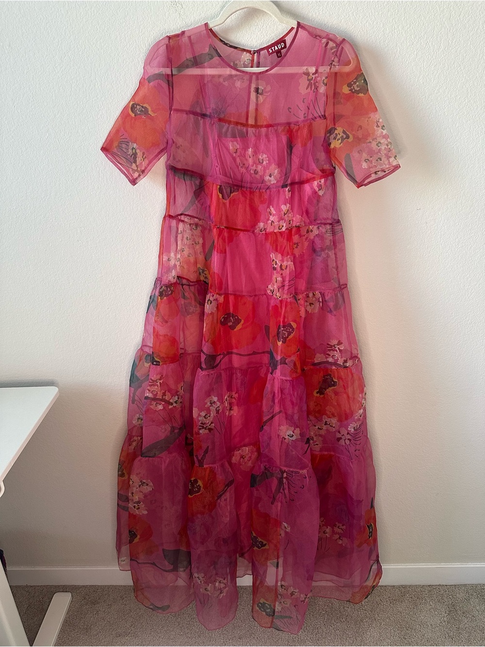 STAUD Hyacinth Tiered Floral
Organza Pink Dress SZ XS - Picture 2 of 6